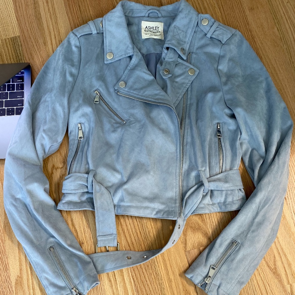 Suede Light Blue Fashion Jacket